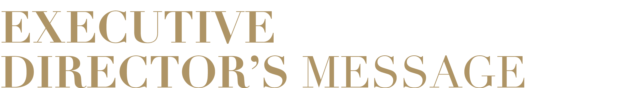 EXECUTIVE DIRECTOR S MESSAGE