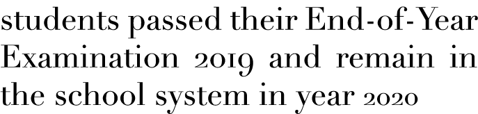 students passed their End-of-Year Examination 2019 and remain in the school system in year 2020 