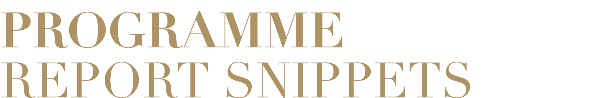 PROGRAMME REPORT SNIPPETS