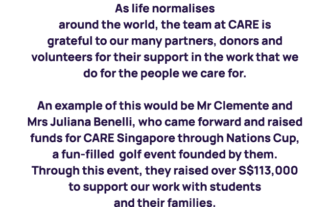 As life normalises around the world, the team at CARE is grateful to our many partners, donors and volunteers for the...